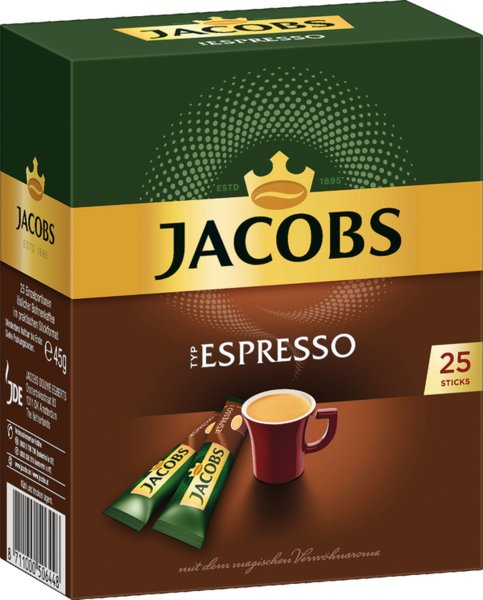 Jacobs Typ Espresso löslicher Kaffee 25 Stück 45g Jacobs Typ Espresso löslicher Kaffee 25 Stück 45g