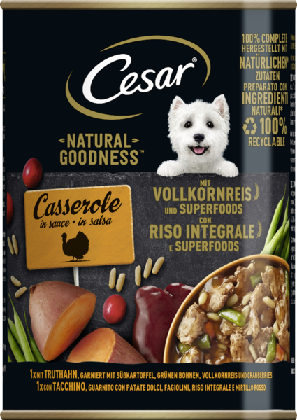 Cesar Natural Goodness Casserole in Sauce mit Truthahn 400g