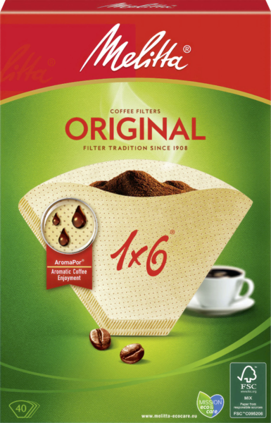 Melitta Filtertüten 1x6 naturbraun 40 Stück