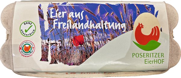 Poseritzer Hof Eier aus Freilandhaltung 10 Stück gr. M