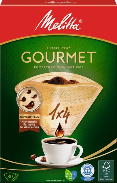 Melitta Filtertüten 1x4 Gourmet naturbraun 80 Stück