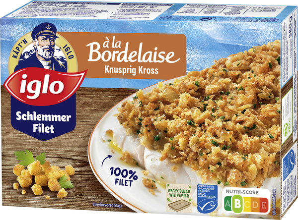 iglo Schlemmer-Filet à la Bordelaise Knusprig Kross 380g iglo Schlemmer-Filet à la Bordelaise Knusprig Kross 380g