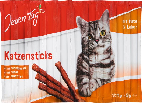 Jeden Tag Katzensticks Pute & Leber 10x5g