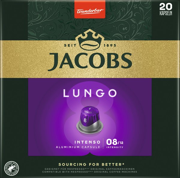 Jacobs Kaffee Kapseln Lungo 8 Intenso 20 Stück 104g Jacobs Kaffee Kapseln Lungo 8 Intenso 20 Stück 104g