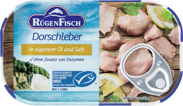 Rügen Fisch Dorschleber in eigenem Öl und Saft 120g