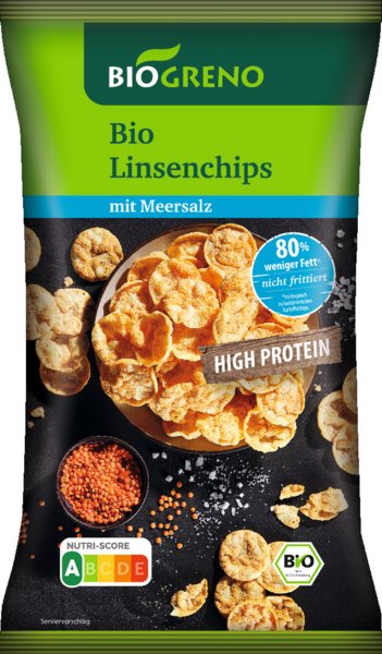 Biogreno Linsenchips mit Meersalz 75g