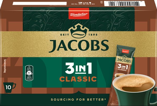 Jacobs Instant Kaffeepulver Getränk 3in1 180g Jacobs Instant Kaffeepulver Getränk 3in1 180g
