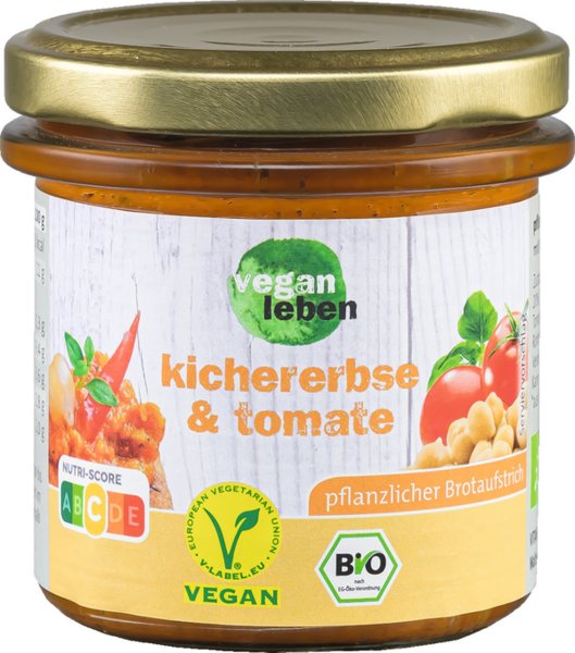 vegan leben Bio Brotaufstrich Kichererbse & Tomate 135g