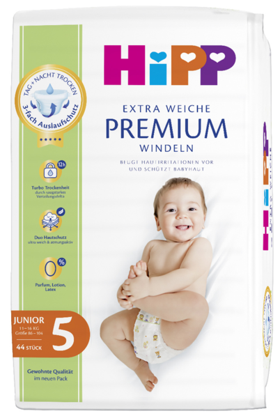 HiPP Extra Weiche Premium Windeln Gr.5 Junior 44 Stück HiPP Extra Weiche Premium Windeln Gr.5 Junior 44 Stück