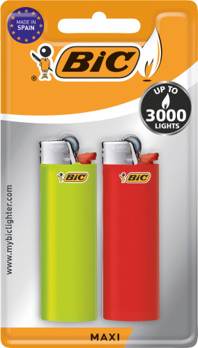 BIC Maxi Reibradfeuerzeuge - Verschiedene Farben 2er-Pack