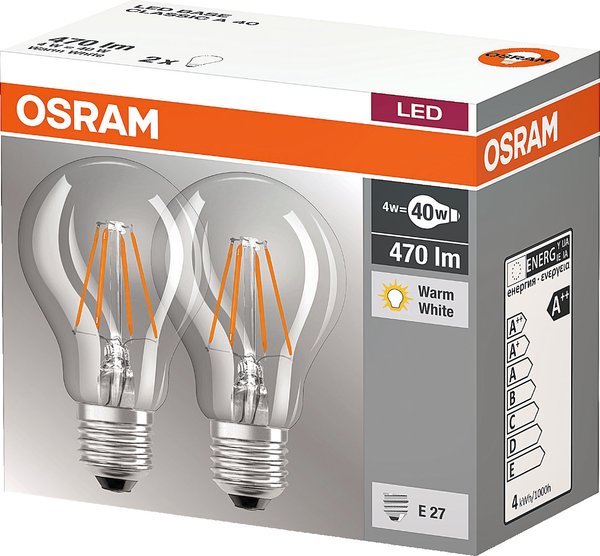 Osram LED Base Classic A40 40W/827 E27 2 Stück