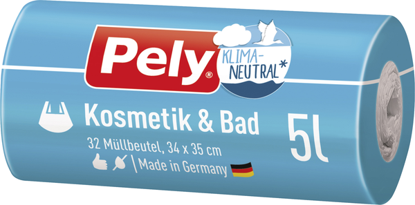 Pely Müllbeutel Kosmetik & Bad mit Tragegriff 5l 32 Stück Pely Müllbeutel Kosmetik & Bad mit Tragegriff 5l 32 Stück