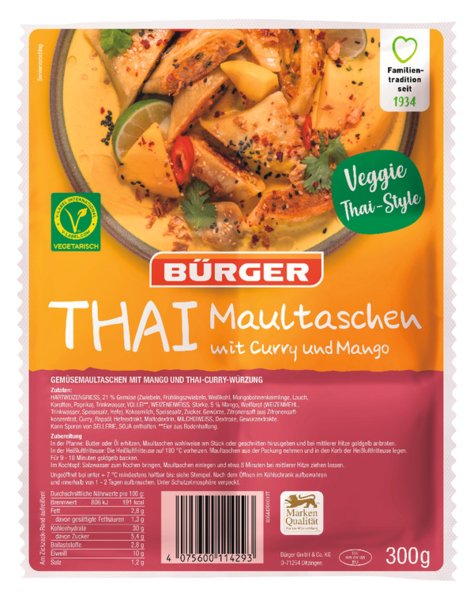 Bürger Thai-Maultaschen mit Curry und Mango 300g
