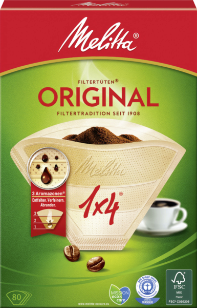 Melitta Filtertüten 1x4 naturbraun 80 Stück