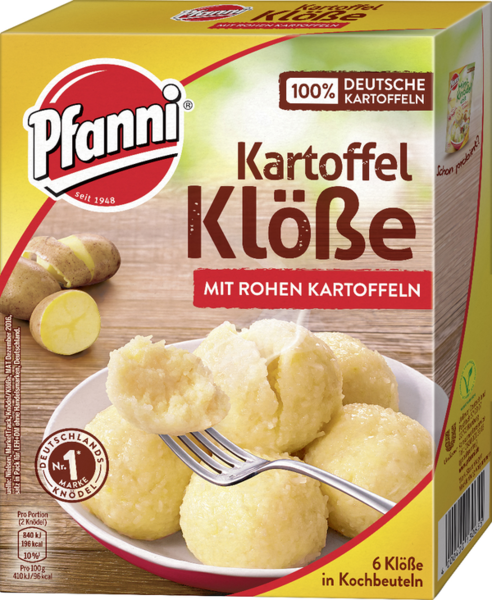 Pfanni 6 Kartoffelklöße mit rohen Kartoffeln 200g Pfanni 6 Kartoffelklöße mit rohen Kartoffeln 200g