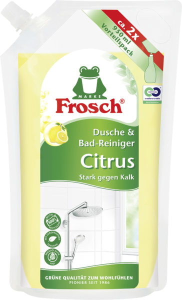 Frosch Citrus Dusche & Bad-Reiniger Nachfüllbeutel 950ml Frosch Citrus Dusche & Bad-Reiniger Nachfüllbeutel 950ml