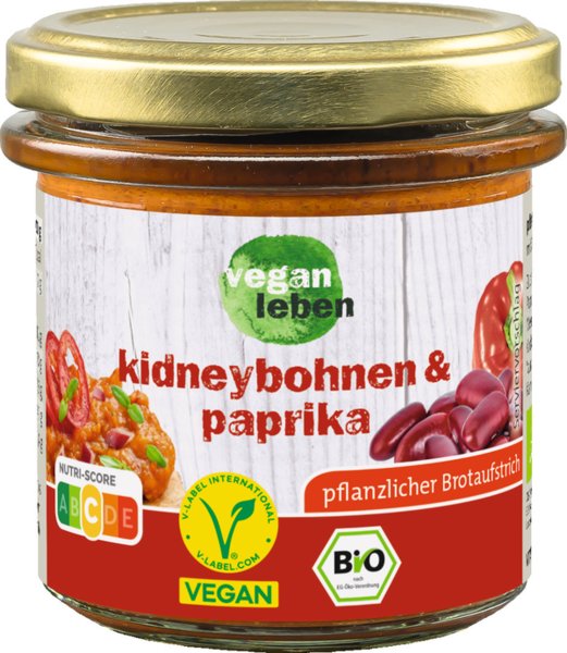 vegan leben Bio Brotaufstrich Kidneybohne & Paprika 135g