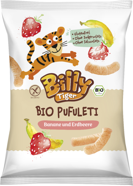 Billy Tiger Bio Pufuleti mit Banane und Erdbeere 35g Billy Tiger Bio Pufuleti mit Banane und Erdbeere 35g