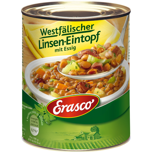 Erasco Westfälischer Linsen-Eintopf mit Essig 800g Erasco Westfälischer Linsen-Eintopf mit Essig 800g