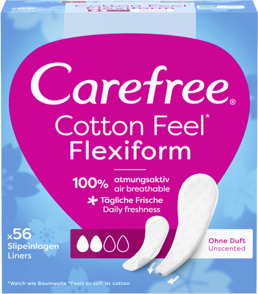 Carefree Slipeinlagen Cotton Feel Flexiform ohne Duft 56 Stück Carefree Slipeinlagen Cotton Feel Flexiform ohne Duft 56 Stück