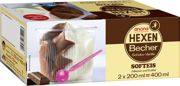 anona Hexenbecher Schoko-Vanille Softeis 2x200ml