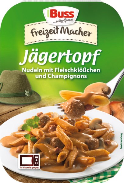 Buss Jägertopf Nudeln mit Fleischklößchen und Champignons 300g