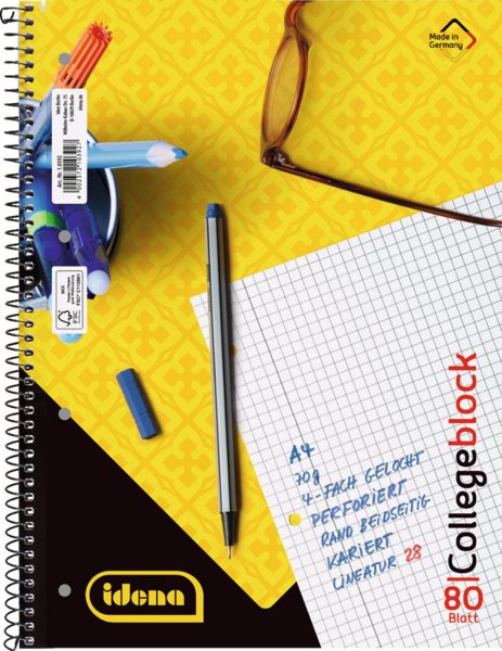 Idena Collegeblock Din A4 80 Blatt kariert