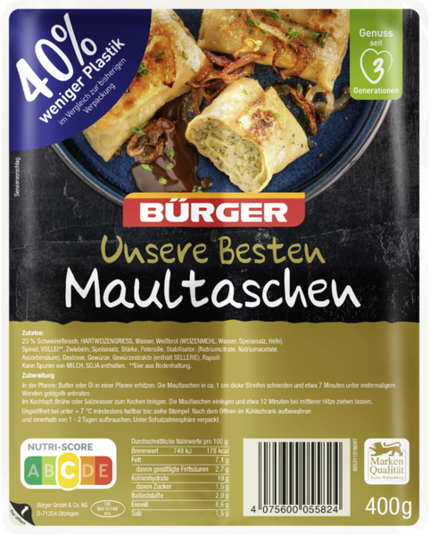 Bürger Unsere Besten Maultaschen 400g Bürger Unsere Besten Maultaschen 400g