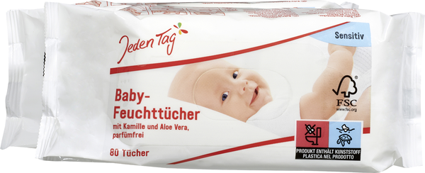 Jeden Tag Baby-Feuchttücher Sensitive 2x80 Stück Jeden Tag Baby-Feuchttücher Sensitive 2x80 Stück