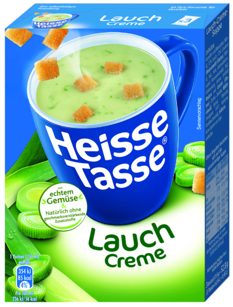 Heisse Tasse Lauch-Creme mit Croûtons ergibt 3x150ml Heisse Tasse Lauch-Creme mit Croûtons ergibt 3x150ml