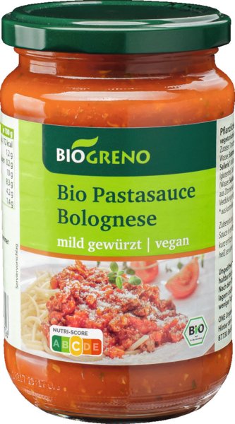 Biogreno Pastasauce Bolognese vegan 340ml Biogreno Pastasauce Bolognese vegan 340ml