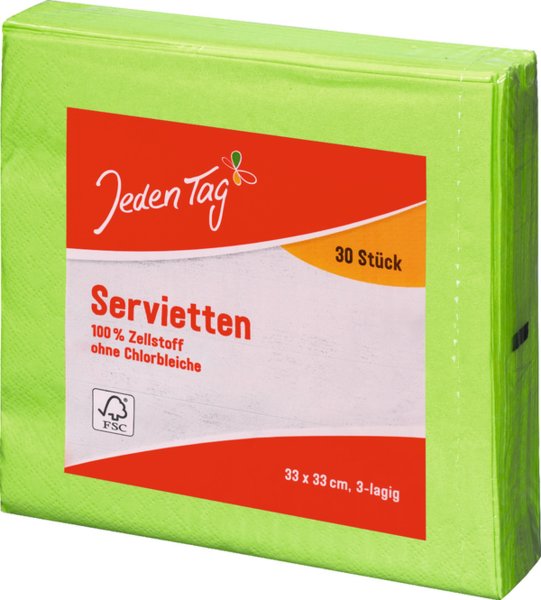 Jeden Tag Servietten 33x33cm apfelgrün 30 Stück
