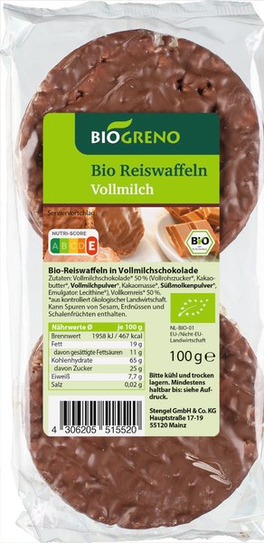 Biogreno Reiswaffeln Schoko 100g