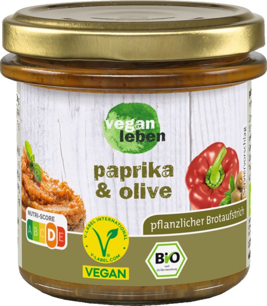 vegan leben Bio pflanzlicher Brotaufstrich Paprika & Olive 15g