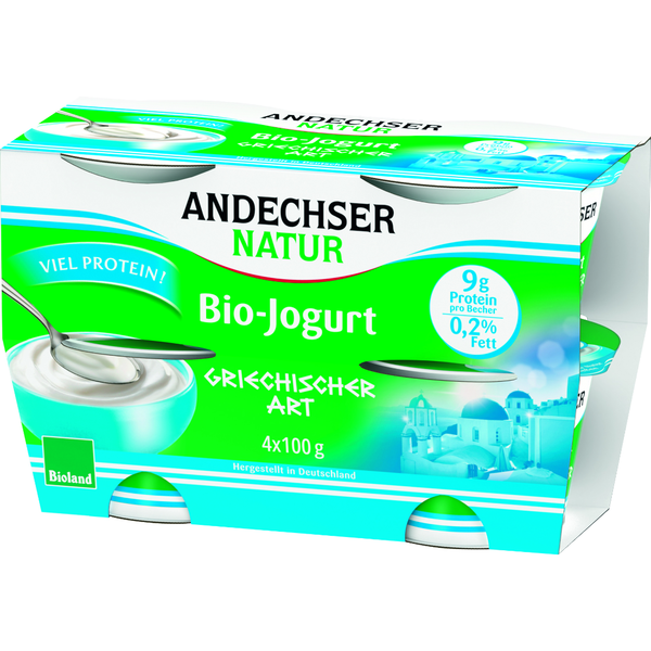 Andechser Natur Bio Jogurt griechischer Art 0,2% 4x100g Andechser Natur Bio Jogurt griechischer Art 0,2% 4x100g