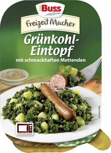 Buss Grünkohl-Eintopf mit schmackhaften Mettenden 300g Buss Grünkohl-Eintopf mit schmackhaften Mettenden 300g