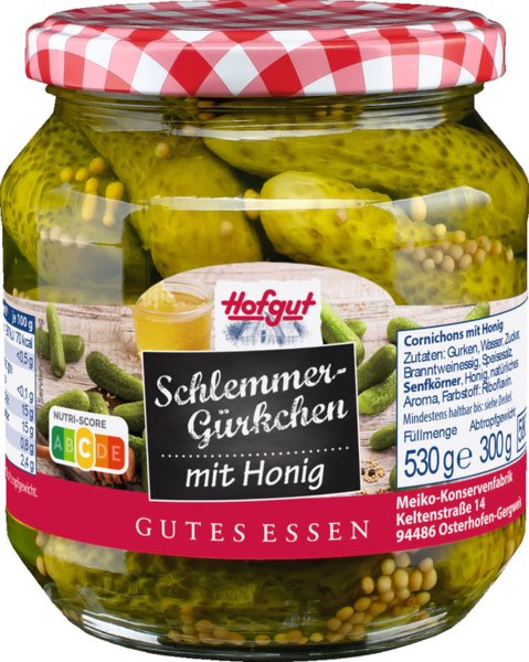 Hofgut Schlemmergürkchen mit Honig 580ml