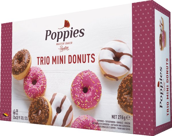 Poppies Trio Mini Donuts 276g Poppies Trio Mini Donuts 276g