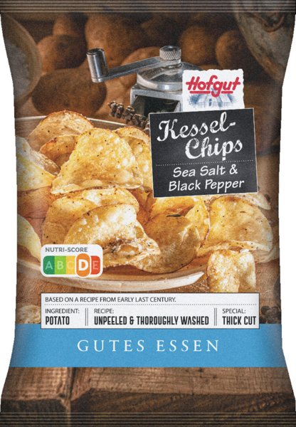 Hofgut Kessel-Chips Sea Salt & Black Pepper 150g Hofgut Kessel-Chips Sea Salt & Black Pepper 150g