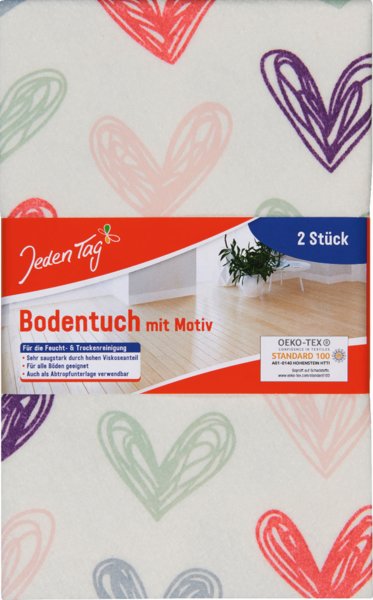 Jeden Tag Bodentuch mit Motiv 50x47cm 2 Stück