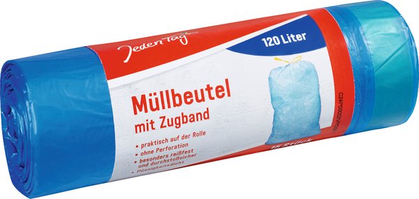 Jeden Tag Müllbeutel mit Zugband 120l 15 Stück