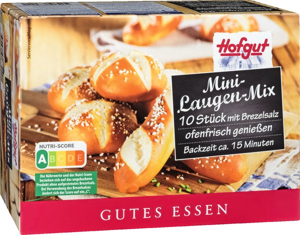 Hofgut Mini-Laugen-Mix mit Brezelsalz 10 Stück 518g Hofgut Mini-Laugen-Mix mit Brezelsalz 10 Stück 518g