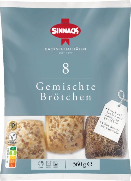 Sinnack 8 gemischte Brötchen 560g