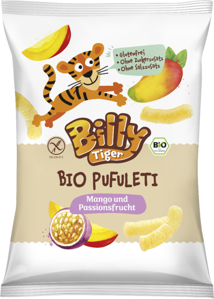 Billy Tiger Bio Pufuleti mit Mango und Passionsfrucht 35g Billy Tiger Bio Pufuleti mit Mango und Passionsfrucht 35g