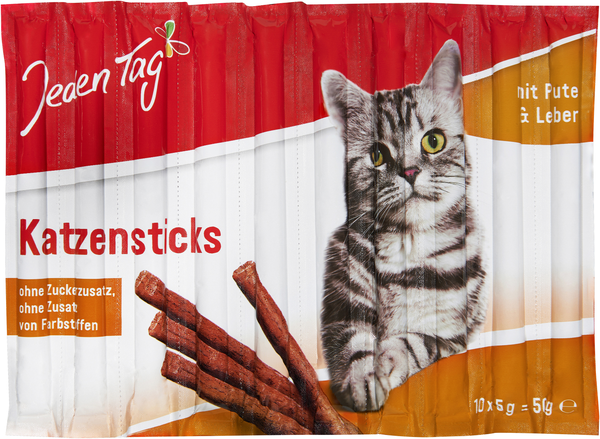 Jeden Tag Katzensticks Pute & Leber 10x5g Jeden Tag Katzensticks Pute & Leber 10x5g