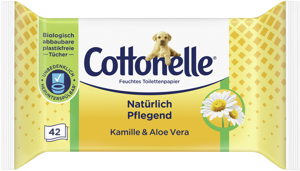 Cottonelle Feuchtes Toilettenpapier Natürlich pflegend Kamille & Aloe Vera 42 Tücher