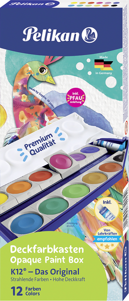 Pelikan Deckfarbkasten 735K 12 Farben+Tube Deckweiß