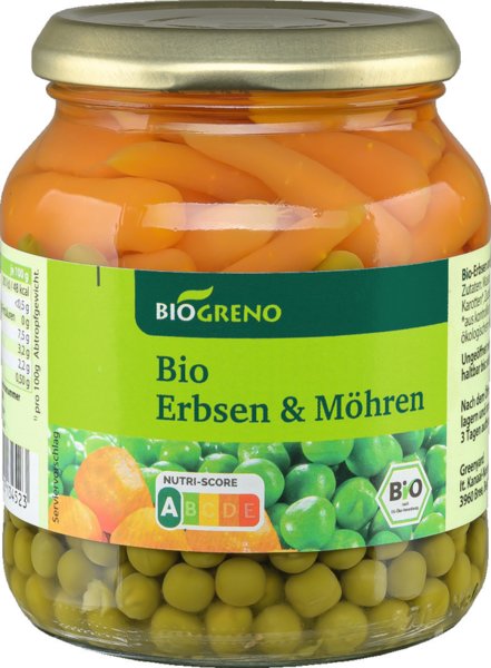 Biogreno Erbsen & Möhren 340g Biogreno Erbsen & Möhren 340g