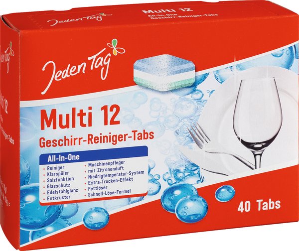 Jeden Tag Geschirr-Reiniger Tabs All in One Multi 12 40x19g