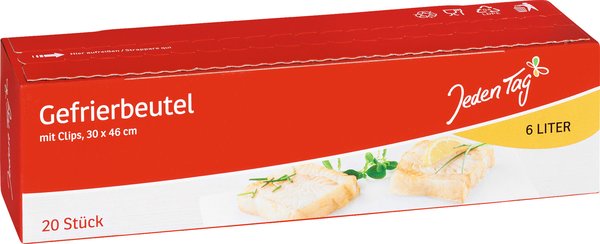 Jeden Tag Gefrierbeutel 6l mit Clips 20 Stück
